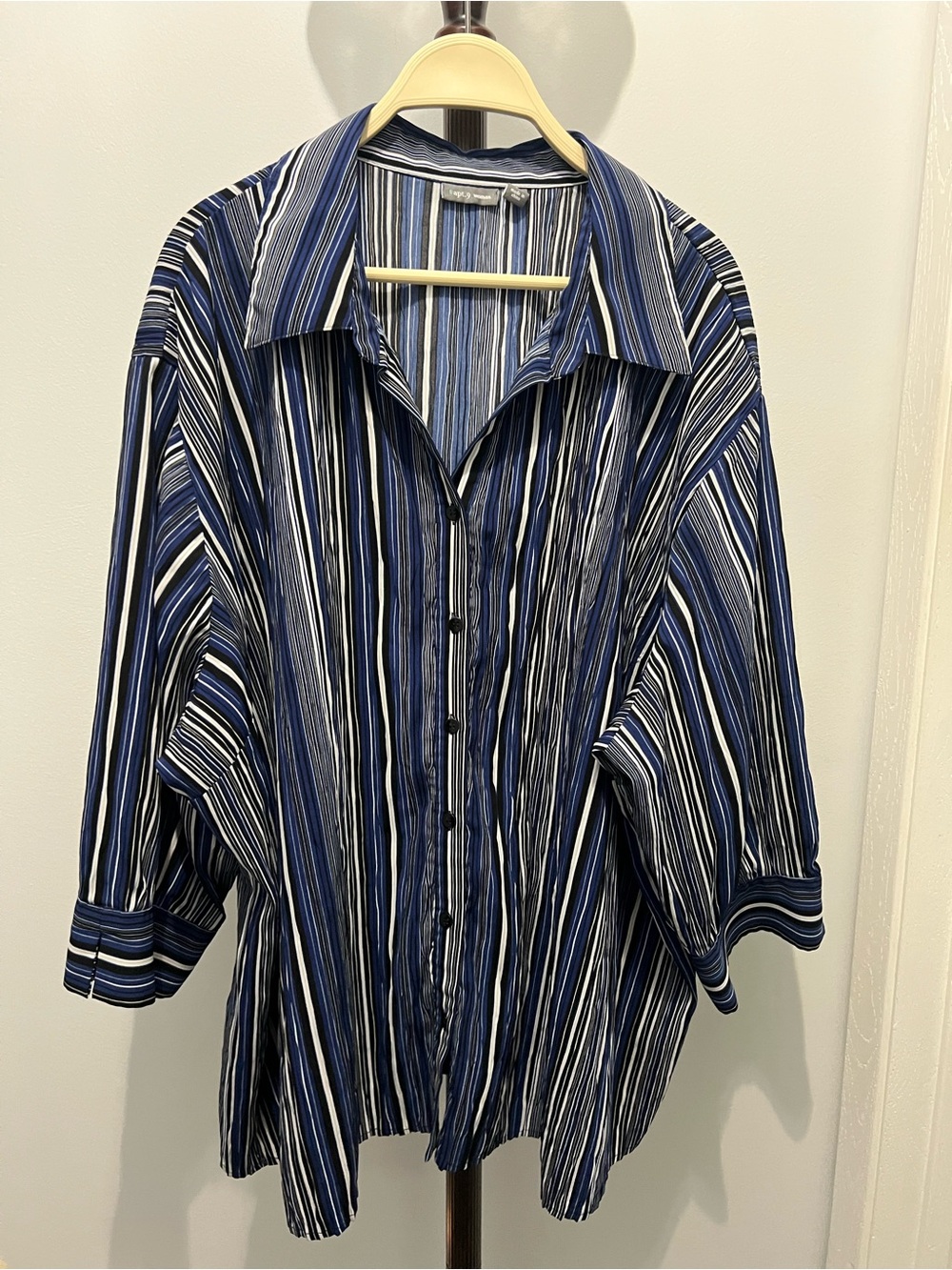 Women's Blue Striped Button-Up Shirt